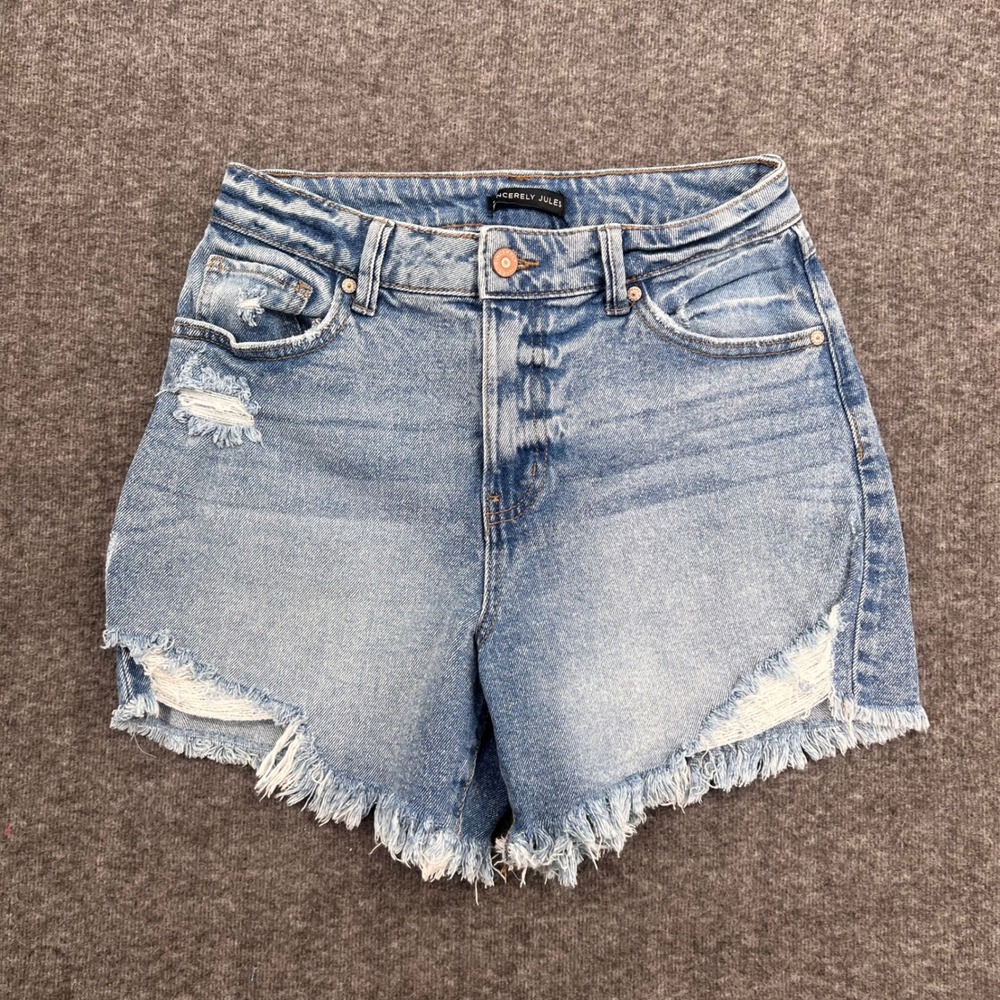 Sincerely‎ Jules High Rise Distressed Denim Shorts Blue SJ15832BNS Womens 5/27